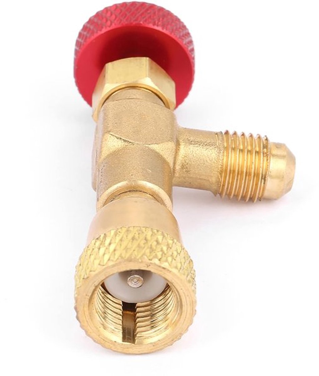 Regelventiel Adapter R410a - Flexibele Airconditioning Messing - Veiligheidsventiel 1/4 Naar 5/16 - Duurzaam en Betrouwbaar - Voor Koelmi...