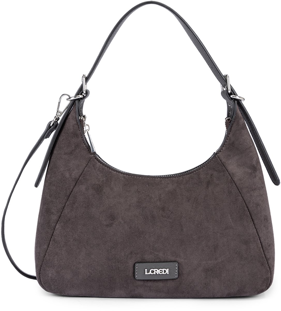 L.CREDI schoudertas Sophronia Hobo Bag Iron donkerbruin
