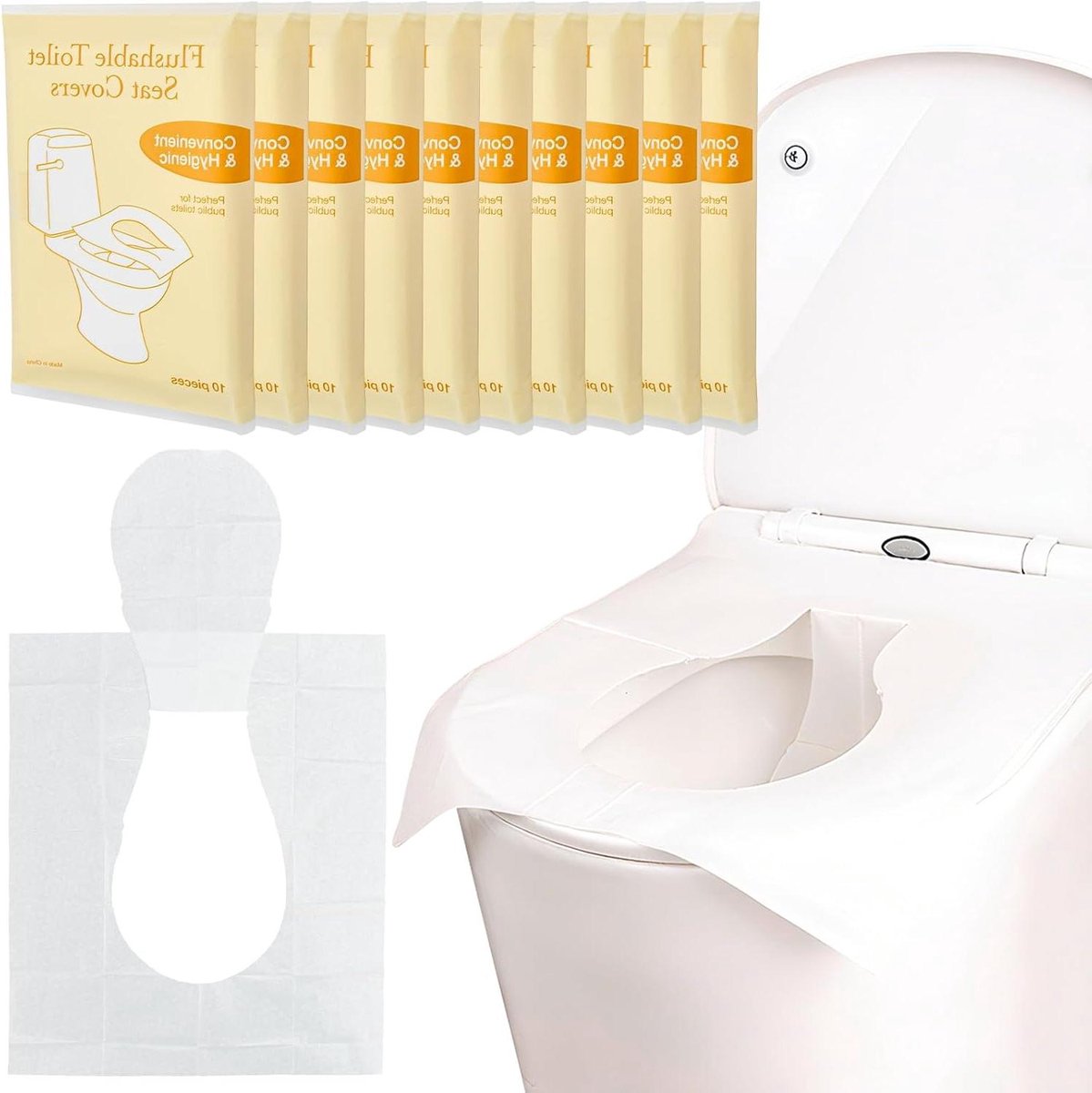 Wegwerp Toilethoezen - Toiletzittingen Papieren - Hygiënisch Reizen - Wateroplosbaar Ontwerp - 100 stuks - Wit