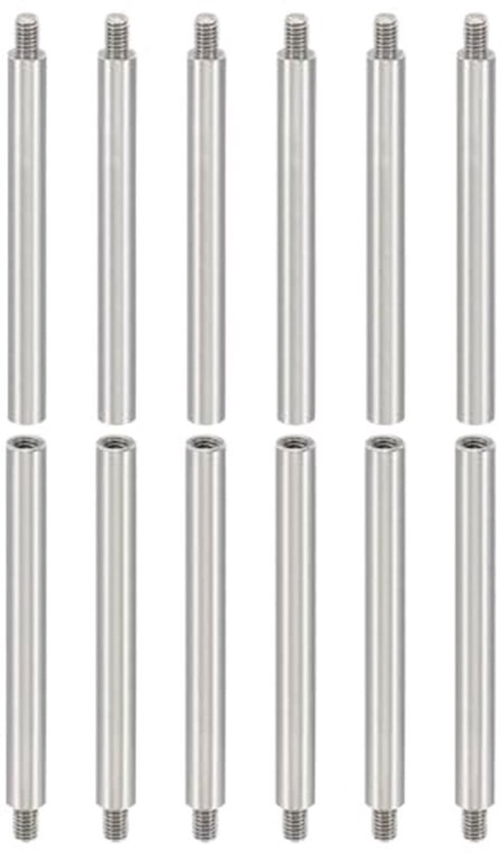 12pcs M4 Standoffs - Aluminium - 55+6mm Lengte - Mannelijke en Vrouwelijke Draadverbinding