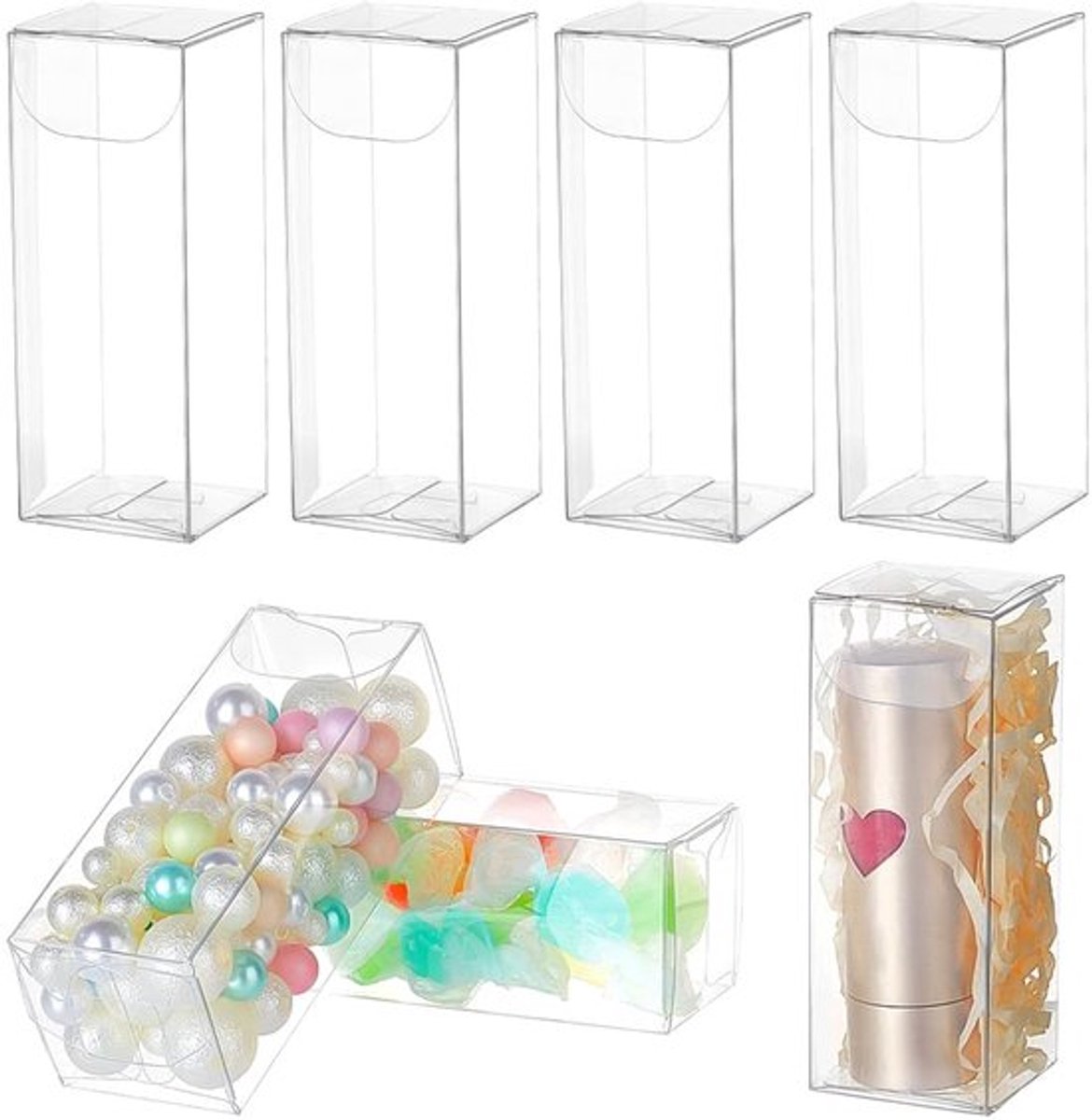 30 stuks transparante plastic PVC-doos, 3x3x8cm, rechthoekige geschenkverpakkingen, bruiloftsgunstdozen voor snoep, koekjes, taart, chocolade, cadeaus en mallen
