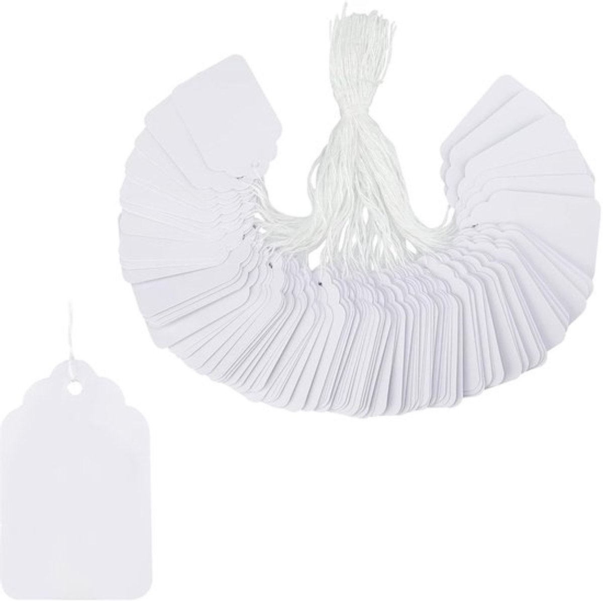 Prijskaarten 500 stuks - Wit Etiket - Katoenen Touw - Labelen Productprijzen - Organiseren Voorwerpen - Hoogwaardig Papier - Hangtags