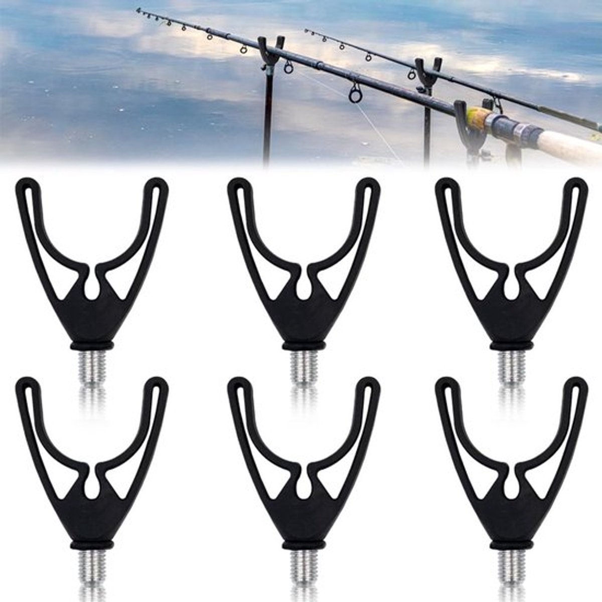 Hengelkussen U-vormig - 6 Stuks - Verstelbare Hengelsteun - Antislip Rubber - Geschikt voor Banksticks - Lichtgewicht 18,4 g - Hengelhouder