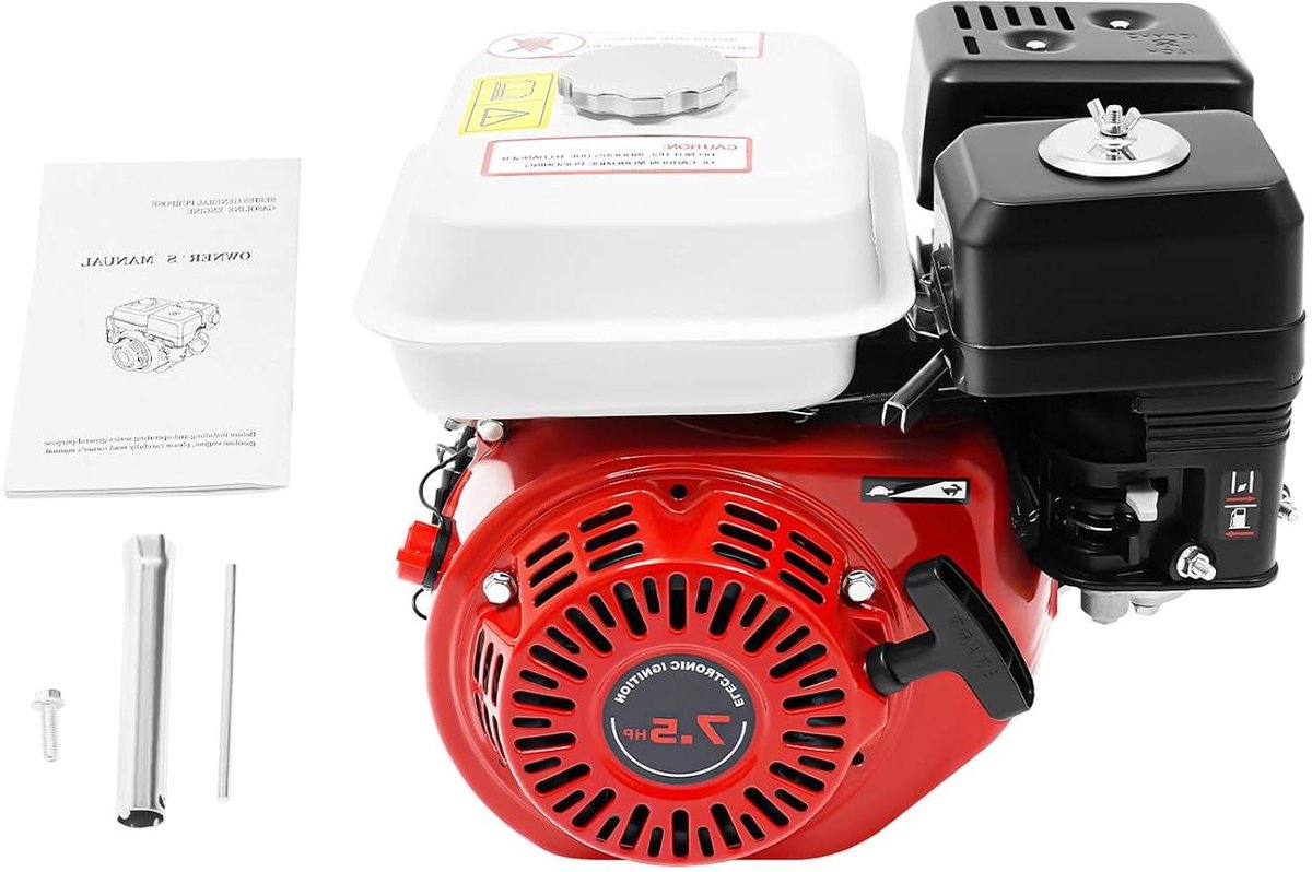 Benzinemotor 4-takt - Motorblok Krachtige motor - Diverse machines aandrijven - Bovenliggende ventielconstructie - 75 pk - Rood