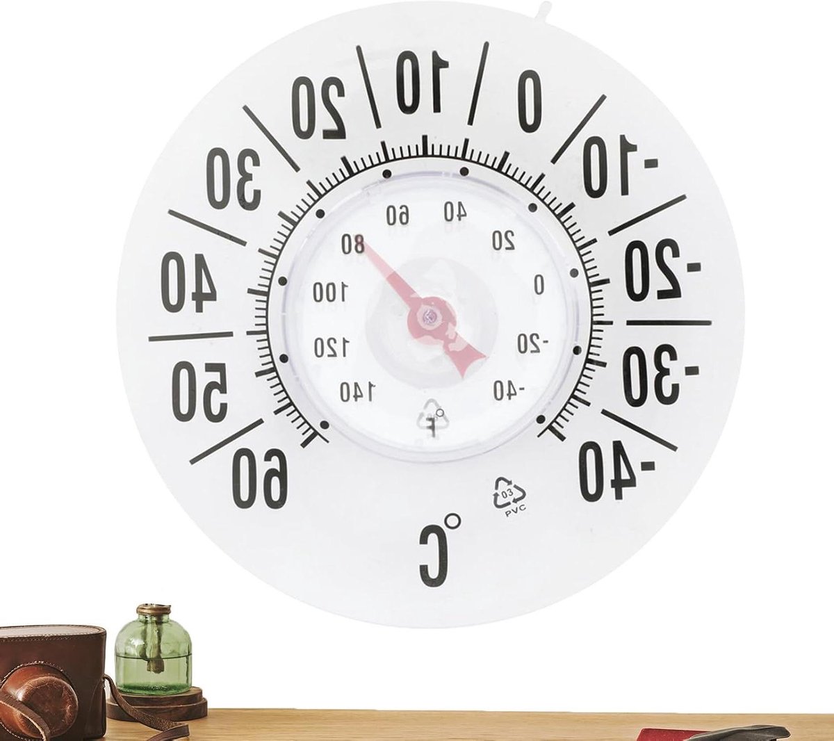 Buitenthermometer Analoog - Temperatuurmeter Waterdicht - Buiten Temperatuur Meten - Leesbaar Ontspiegeld Display - 19 cm Diameter - Wit