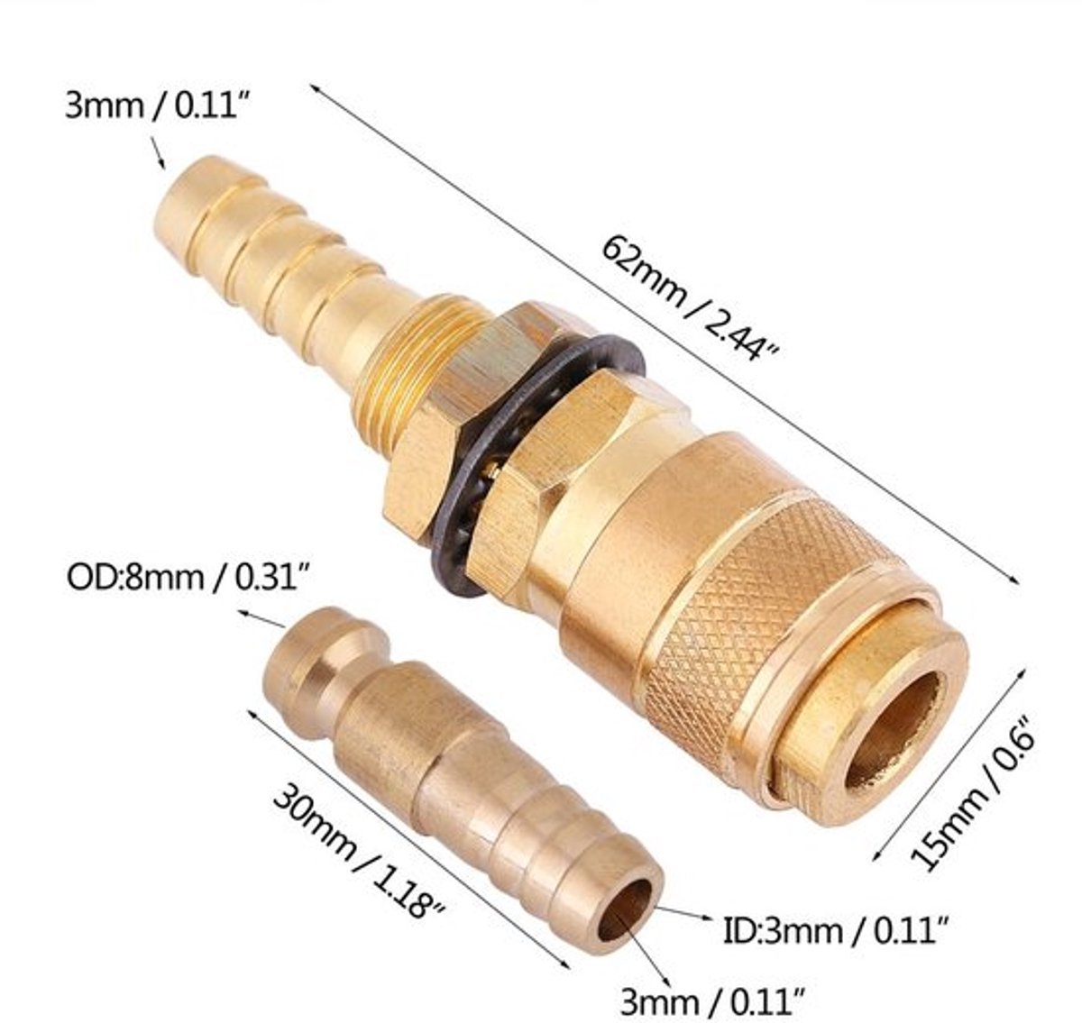 Adapter - M8 Brass Welding Machine - Watergekoeld - Snelle Slangkoppeling - Hoogwaardige kwaliteit