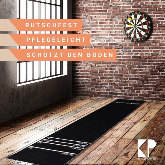 Dartmat Zwart Wit Stalen Darts Dartbord Accessoires Dartmat Doelwit Oche Darts Werplijn Beschermer Rubberen Vloer Dartbord 290 x 60 cm Kingpower van Kingpower — afbeelding 2
