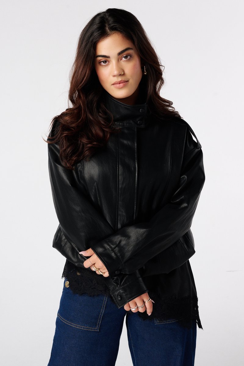 MS Mode Jacket PU jacket met hoge kraag