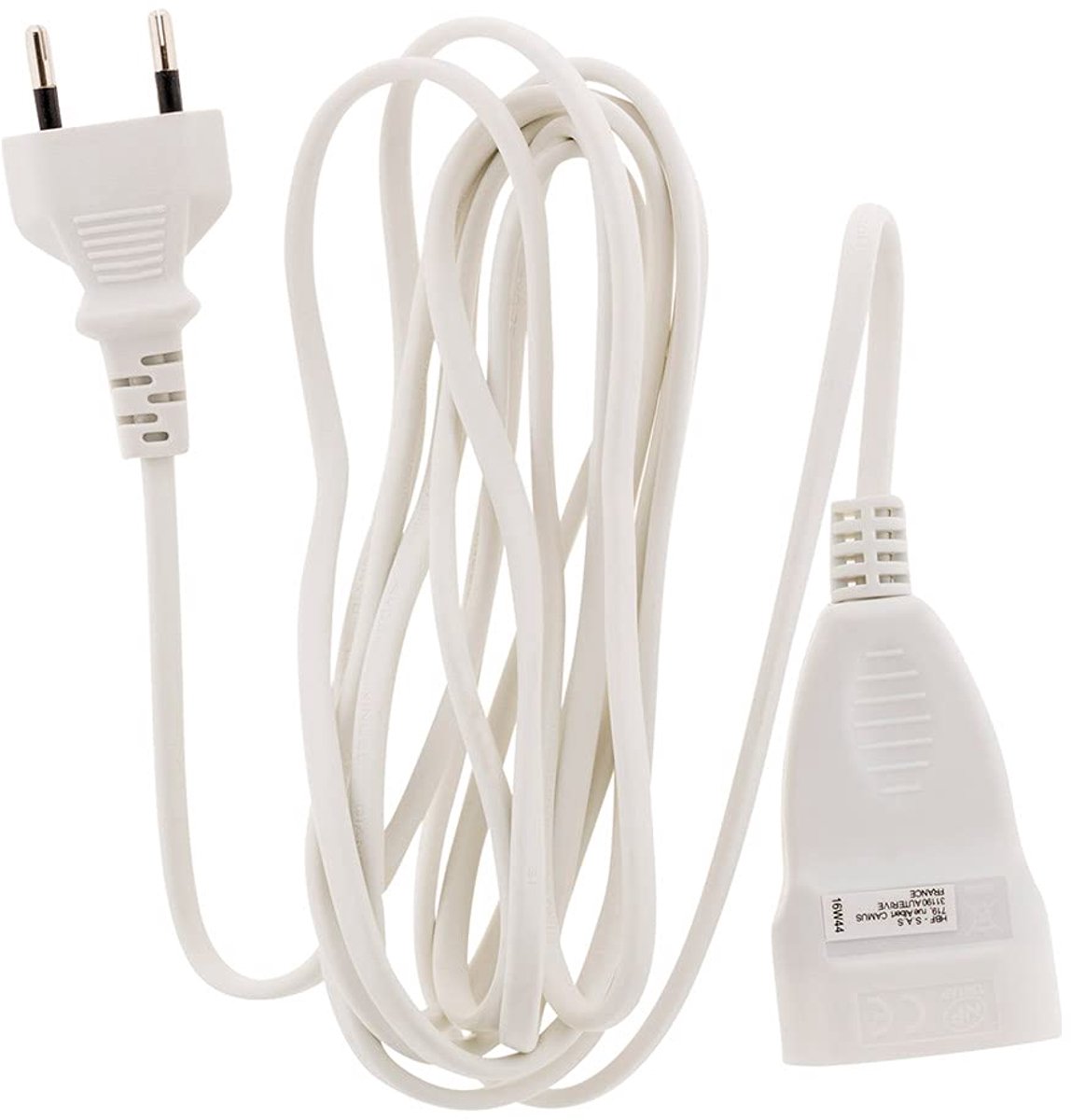 Verlengsnoer 3m - 2x 0.75mm² - Witte elektrische kabel - Kindveiligheidsvoorziening - ShopVlot