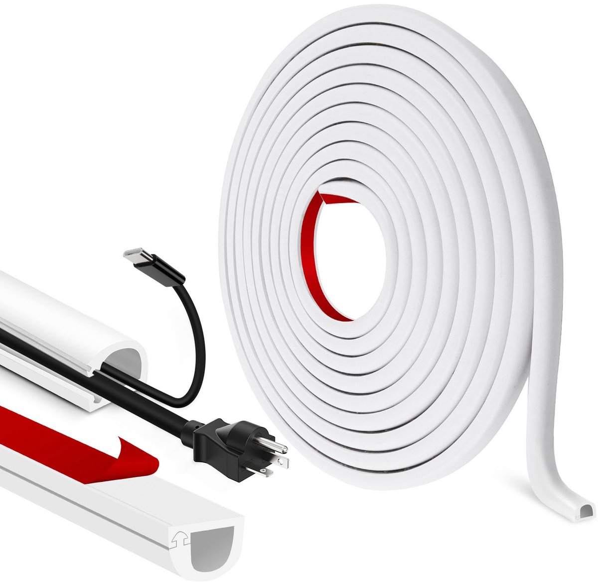 Zelfklevende kabelkanalen 7 mm - halfrond wit - flexibele kabelafdekking - voor een nette uitstraling - ShopVlot
