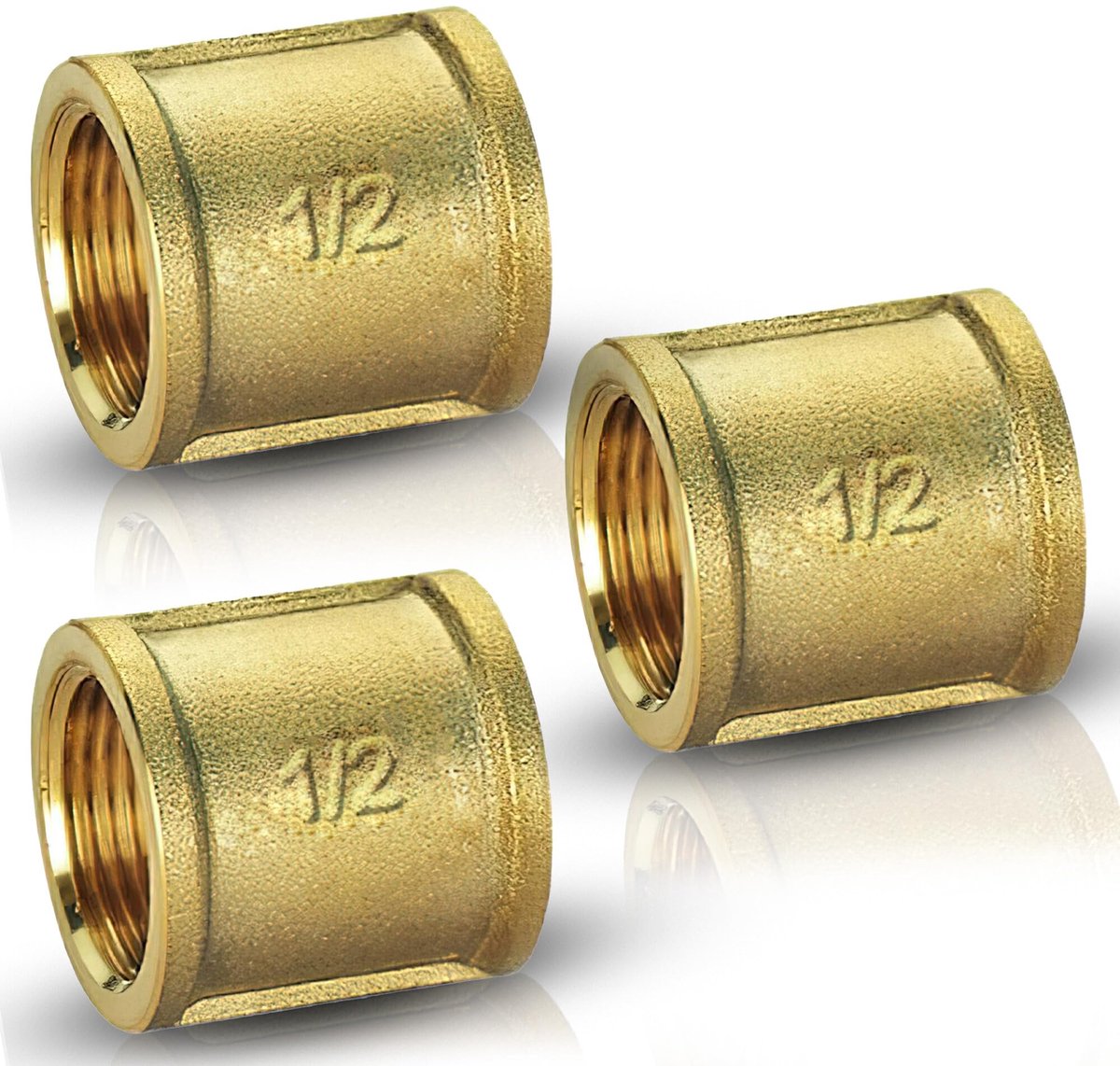 Koppeling 1/2 inch BSP - Set van 3 messing doppelmuffen - Corrosiebestendig, drukvast tot 10 bar - ShopVlot