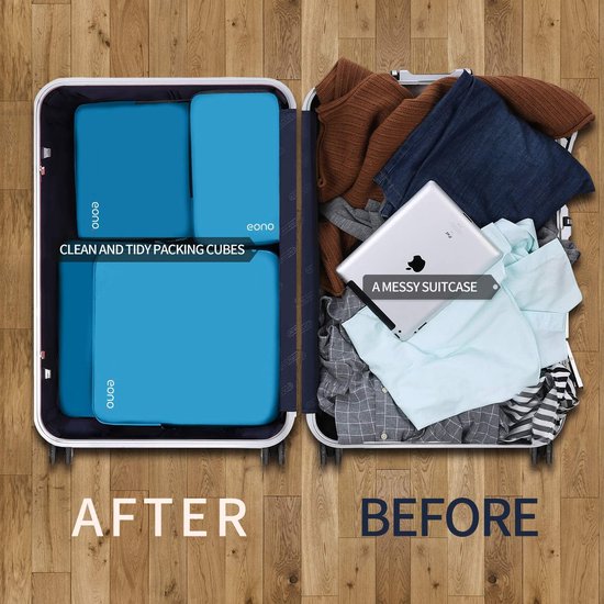 Verpakkingskubussen - Bagage organizers - Reis bagage organiseren - Comprimeerbaar ontwerp - 3/4/6 delig - Blauw — afbeelding 2