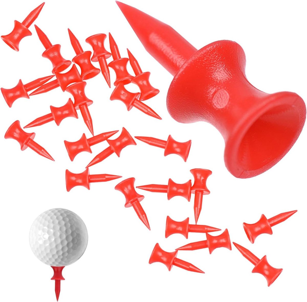 Golf Tees 31mm in Rood - Schokbestendige Plastic Tees voor Professionele Golfspelers - 100 Stuks Accessoires voor op de Golfbaan