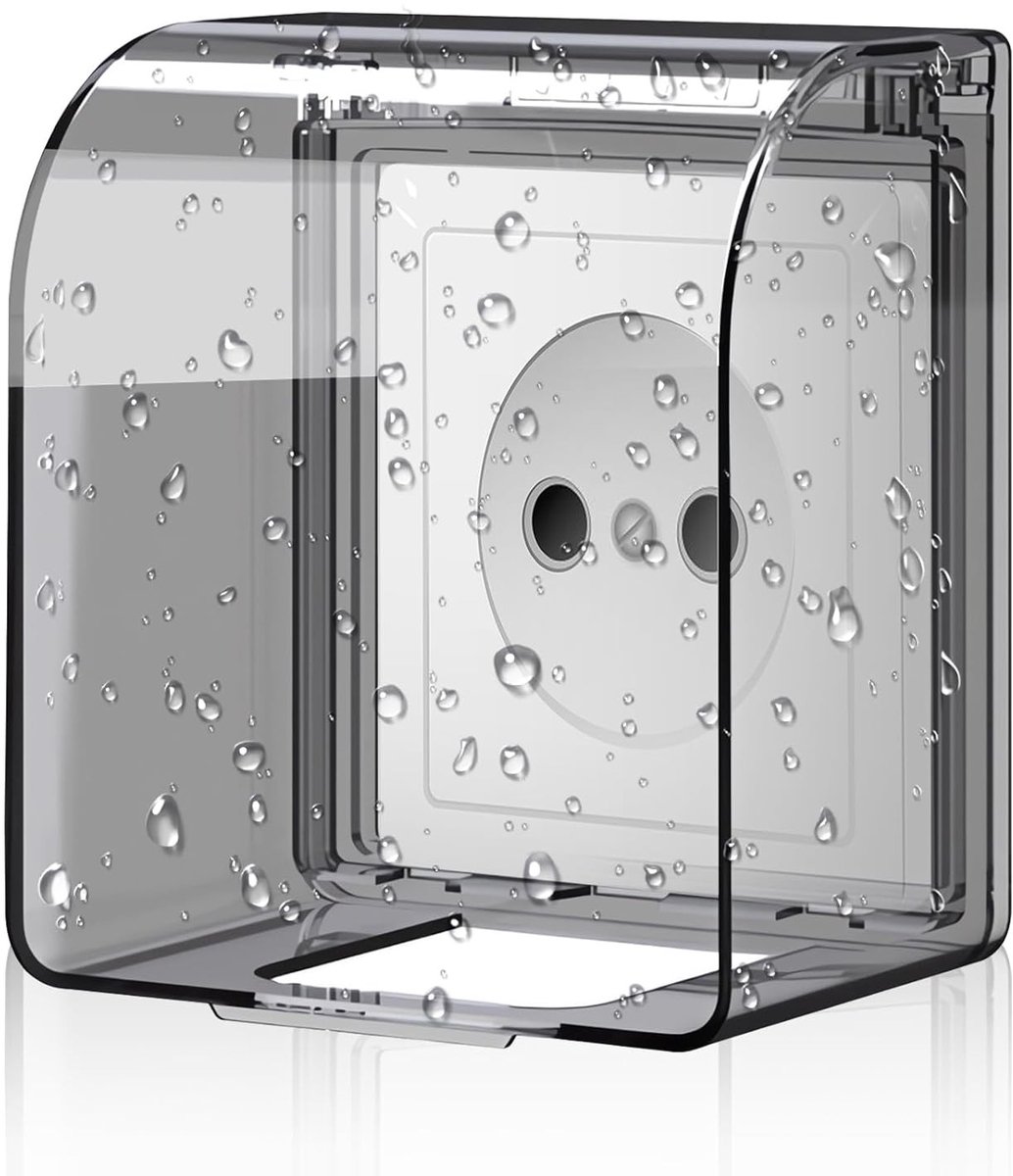 Weerbestendige Stopcontactbescherming voor Binnen en Buiten - Transparante Afdekking voor Badkamer, Keuken, Balkon en Woonkamer - 12 x 10.5 x 7.3 cm