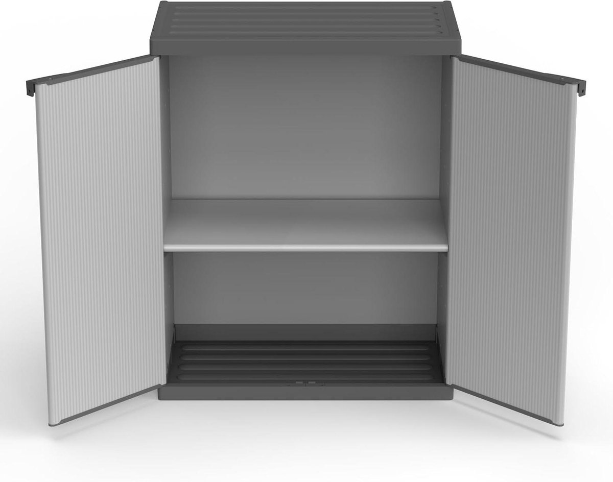 Opbergkast Hars - Opbergmeubel Buiten - Tuinopslag - Modulair Systeem - 68 x 40 x 85 cm - Grijs Zwart