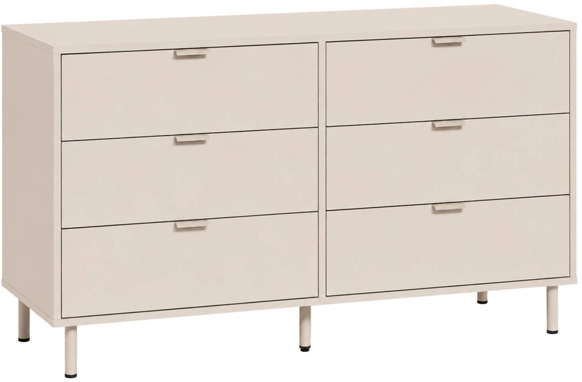 sweeek Ladekast met 6 lades houtdecor en metaal - ellie Beige