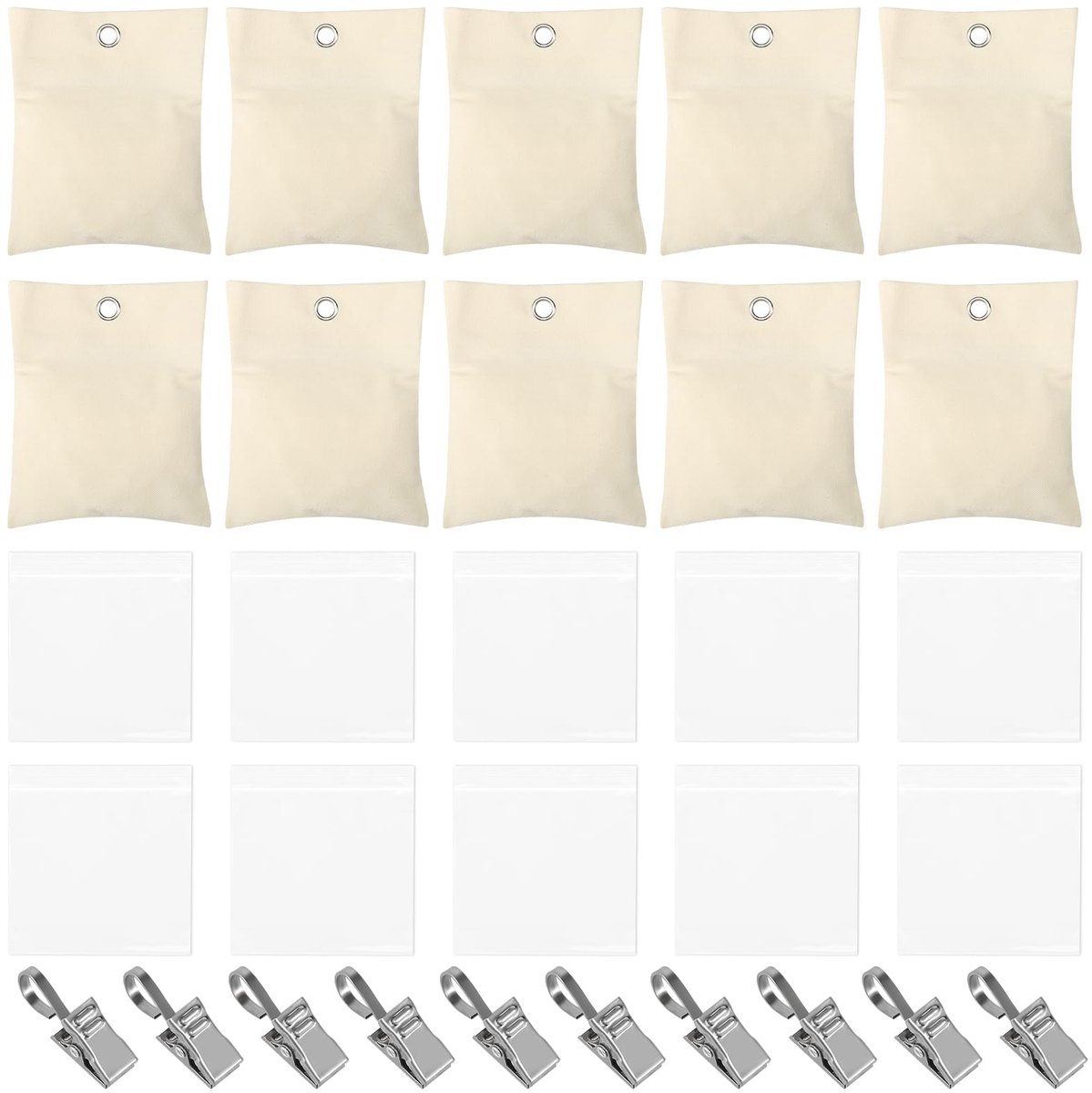 Outdoor gordijnen gewichten set - 10 canvas gewichten - inclusief clips en PE-zakken - ShopVlot