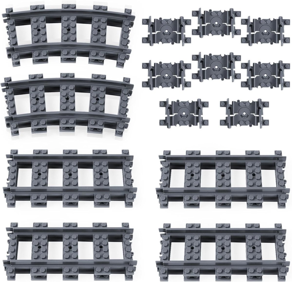 Stads Spoorwegset met 20 Onderdelen - 8 Rechte Rails, 8 Flexibele Rails en 4 Bocht Rails - Uitbreidingsset voor Speelgoed Treinen en Creatief Bouwen voor Kinderen
