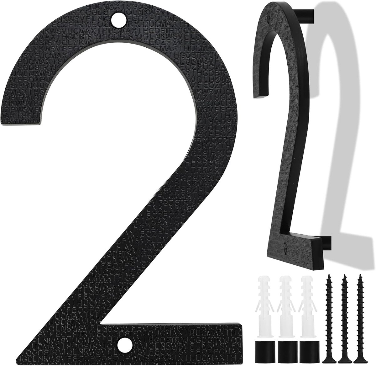 Groot Zwart Huisnummer - 20cm - Drijvende Huisnummer Bord - Straat- - Deurnummer in 3D ABS-Plastic voor Kantoordeuren - Brievenbussen - Garages - Nummer (2)