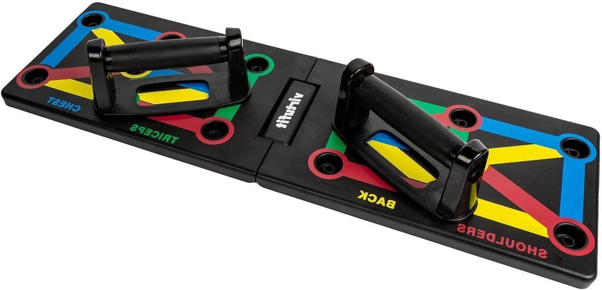 Push Up Board - Trainingsbord - Bovenlichaam Trainen - 12 Posities - 60 x 18 cm - Zwart