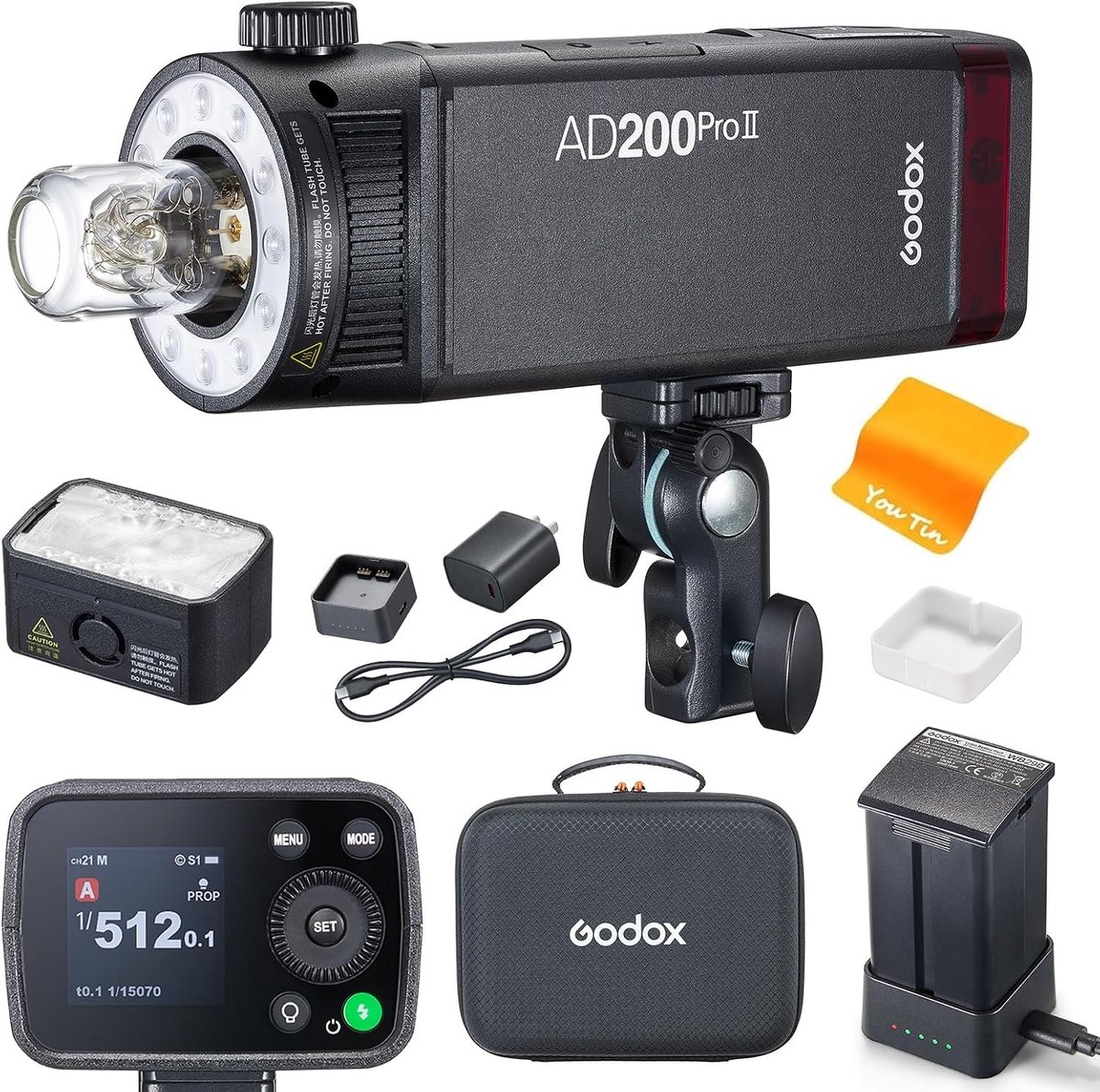 Professionele TTL Flits met 200Ws Vermogen, 2.4G, HSS tot 1/8000s en Dual Head voor Camera's
