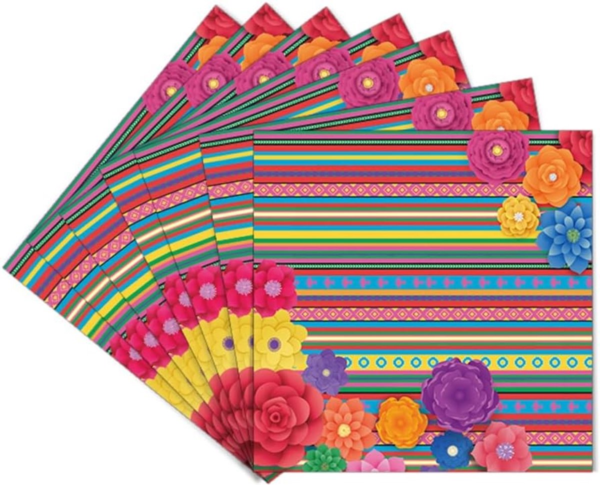 Vrolijke Papieren Servetten voor Cinco de Mayo Feestdecoraties met Regenboogkleuren en Mexicaans Thema - Perfect voor Diners en Tafeldecoratie