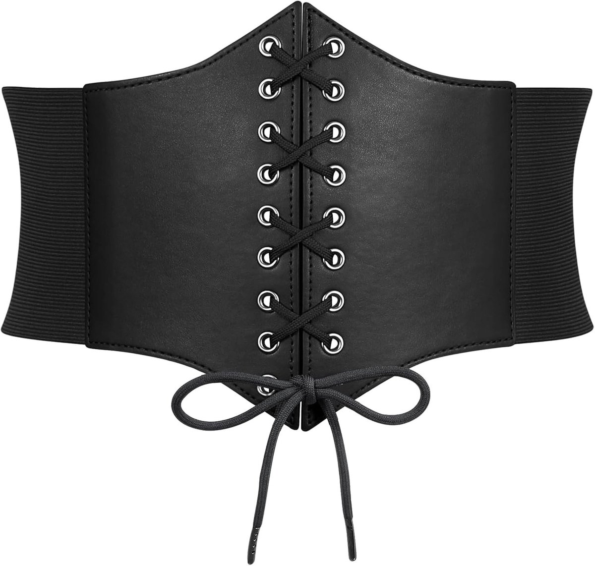 Zwarte Corset Tailleband voor Dames - Lace-up Waspie Ceintuur, Elastische Brede Riem voor Halloween Feest en Kostuum Accessoire