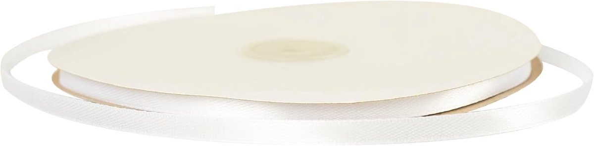 Dunne Witte Satijnen Lint van 6mm - 91m voor Cadeauverpakking, Bruiloft Decoratie en Feestelijke Knutselprojecten
