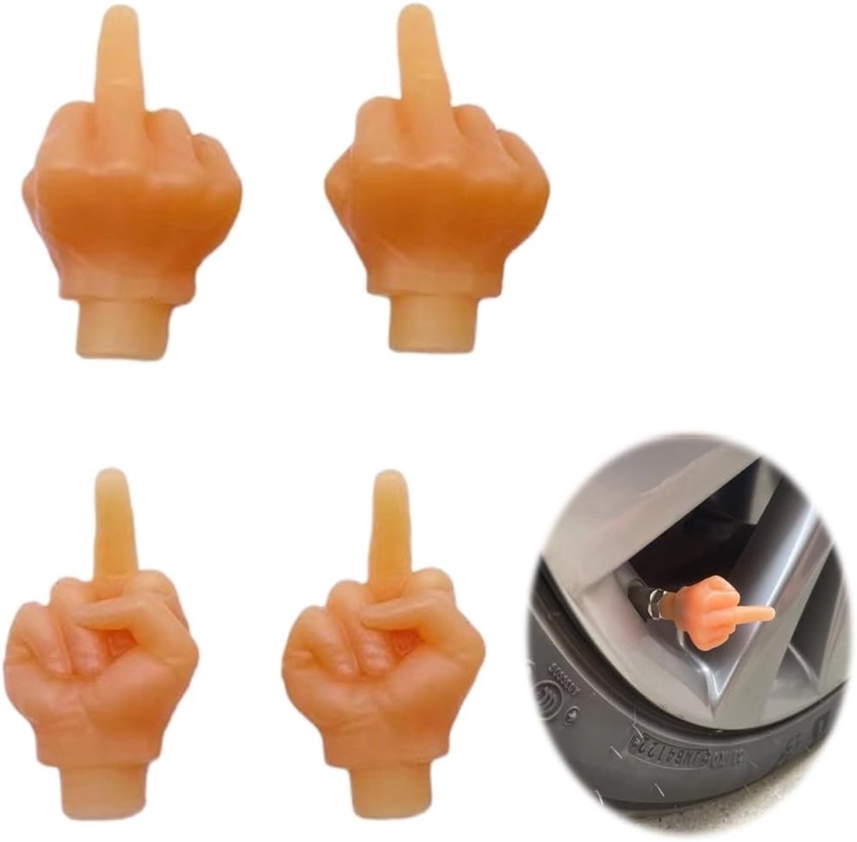 Set van 4 Ventieldoppen voor Auto's, SUV's en Motoren - Rubber Materiaal, Tyre Valve Covers, Skin Kleur