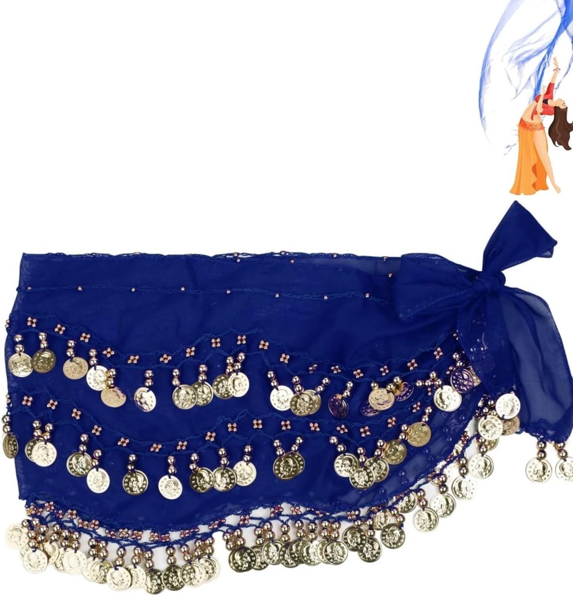 Bellydance Gordel voor Vrouwen - Comfortabele Dansgordel met Rok en Hipdoek voor Feesten en Vieringen (Blauw)