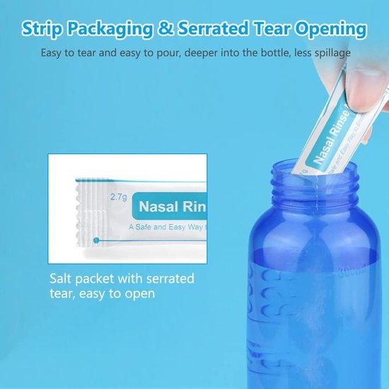 Nasaal Spoelzout voor Neusreiniging, 120 Stuks, Natuurlijk Sinus Spoelzout, Verfrissende Neusverzorging, Effectieve Neusirrigatie en Sinusverlichting — afbeelding 3