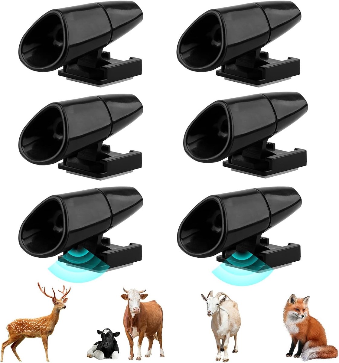 Set van 6 Ultrasone Waarschuwingsfluitjes voor Auto's, Veiligheidssysteem tegen Wildongelukken, Dierenwaarschuwing voor Auto's en Jagers