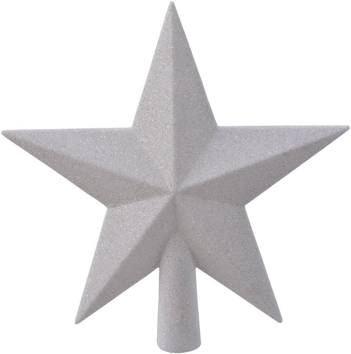 Kerstboomtopper Ster - Plastic - Wit met Glitter - Onbreekbaar - ShopVlot