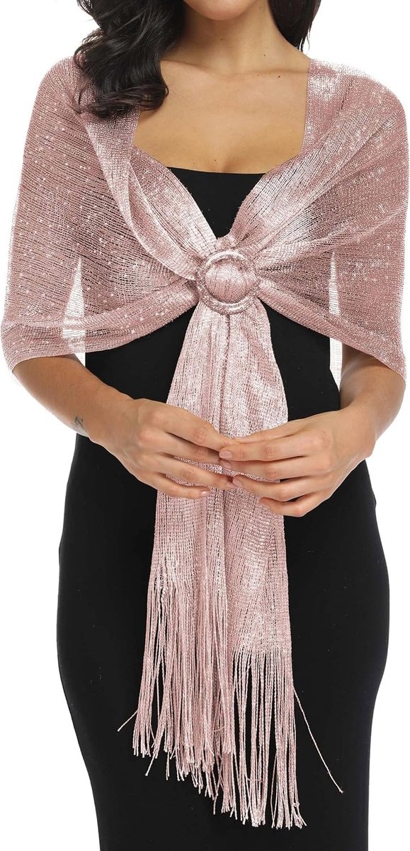 Sparkling Metallic Scarves and Buckle Wraps for Evening Party Dresses, Wedding Parties - ShopVlot