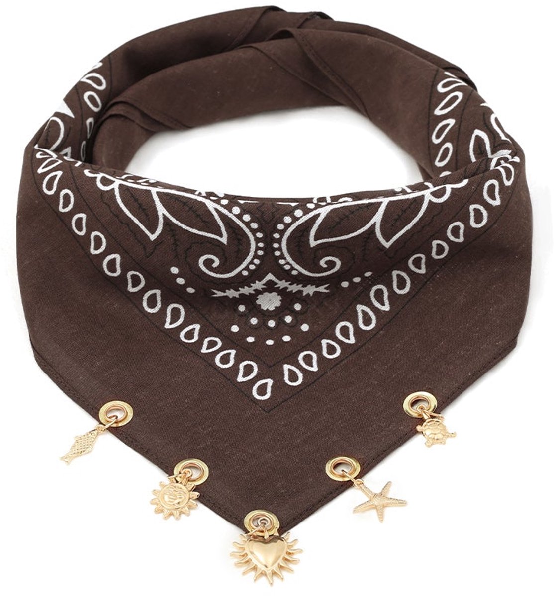 Zomersjaals met paisley-patroon, klassiek katoen, dagelijkse accessoires - Bruin
