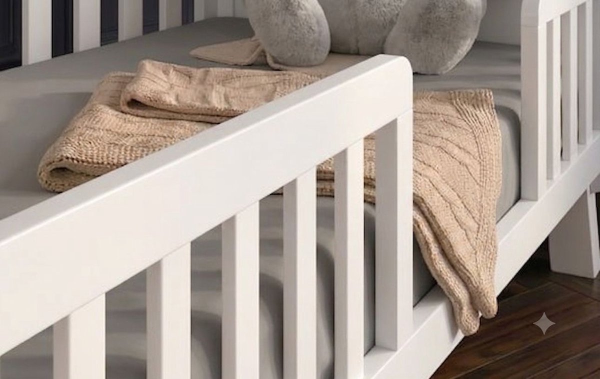 Love For Sleep Francis Babybedje 2-in-1 – Meegroeibed 120x60 cm – Met Extra Uitvalbeveiliging – Ruimtelijk Design – Exclusief Matras – Massief Grenenhout – Wit — cadeau in Cadeau-ideeën - foto 7