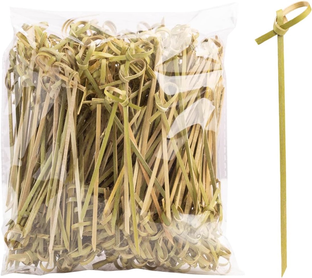 Cocktail Skewers Knotted Natural Wood Skewers, 300 Pieces, 12 cm, Finger Food Skewers for Parties, Canapes & Catering - ShopVlot