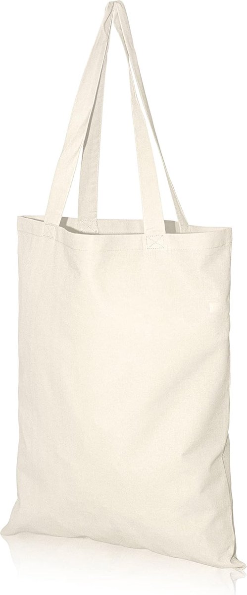 IMFAA Large 100% Cotton Canvas Reusable Shoulder/Hand Tote Shopping Bags In Different Designs, natural, L - ShopVlot