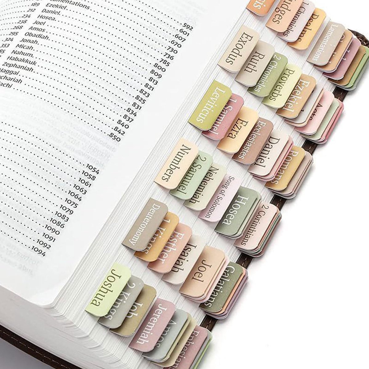 Bzzerumy 75 Gelamineerde Bijbeltabs, roze-grijs, geweldig christelijk cadeau voor vrouwen, gemakkelijk te lezen en te - ShopVlot