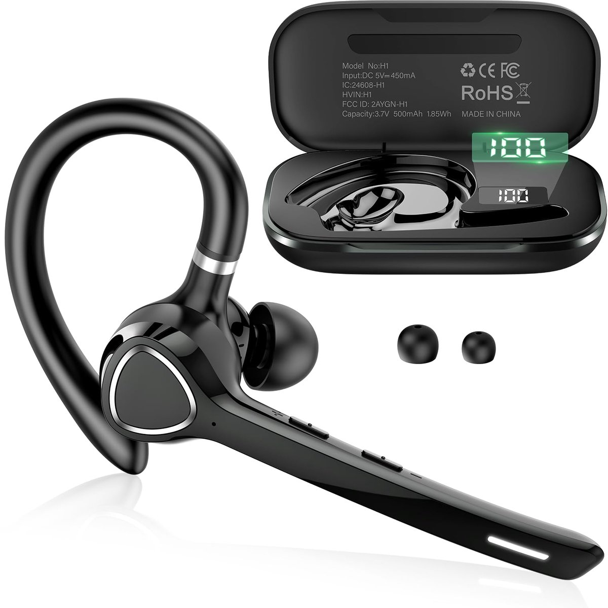 Draadloze hoofdtelefoon met Bluetooth 5.4 - 90 uur gesprekstijd - mono-verbinding met twee apparaten - ShopVlot