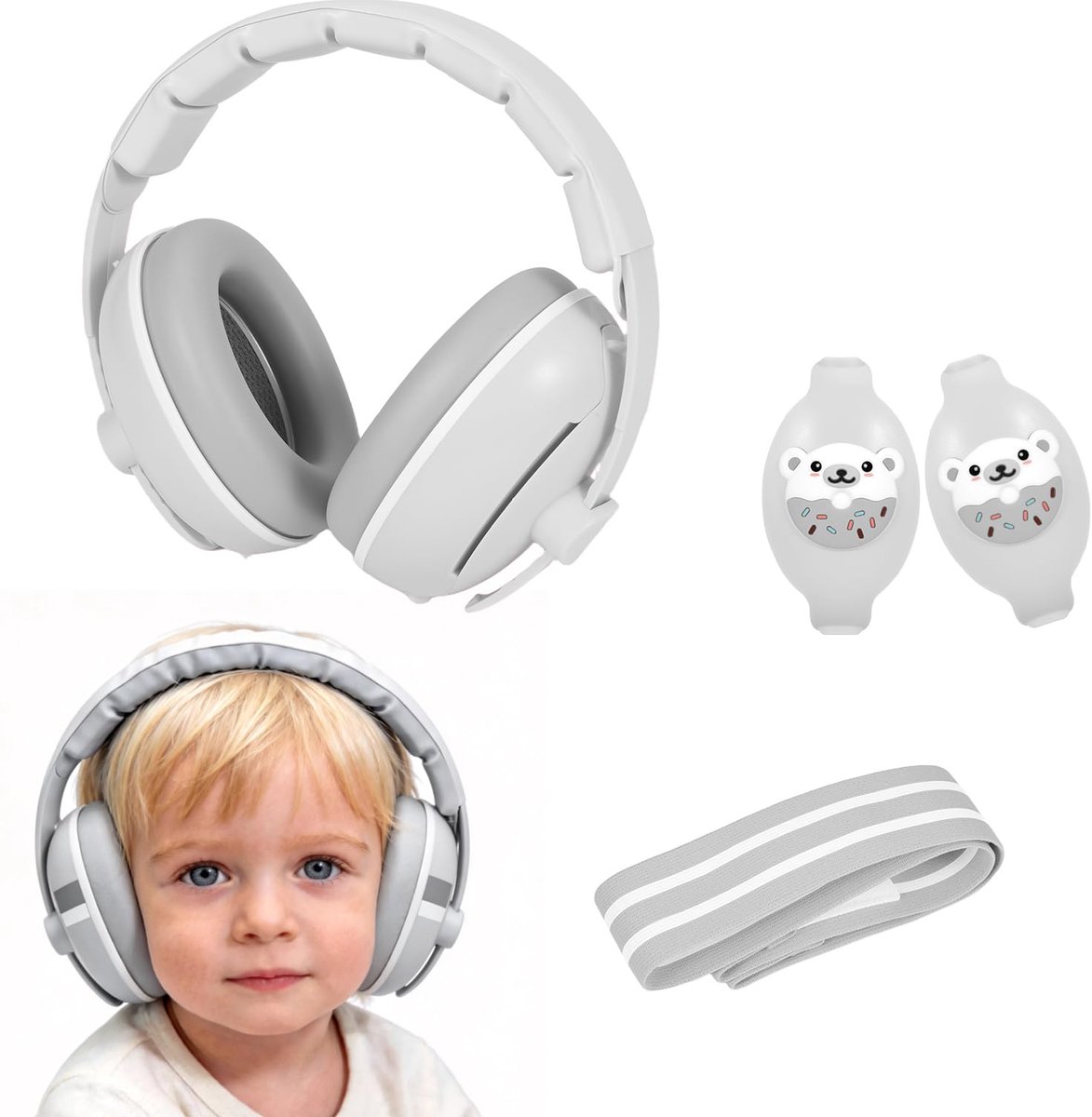 Babyhoofdtelefoon ruisonderdrukking - verstelbaar - comfortabele oorbeschermers - ideaal voor slapen en reizen - ShopVlot