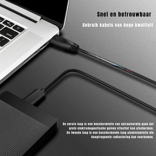 QUOVO® Externe Harde Schijf Extern 250GB Ultra Slim Draagbare Harde Schijf USB kabel HDD Opslag Compatibel voor PC, Mac, Laptop, Xbox, Xbox One, PS4 (Zwart) HD-006 - 250GB - Zwart van quovo — afbeelding 4