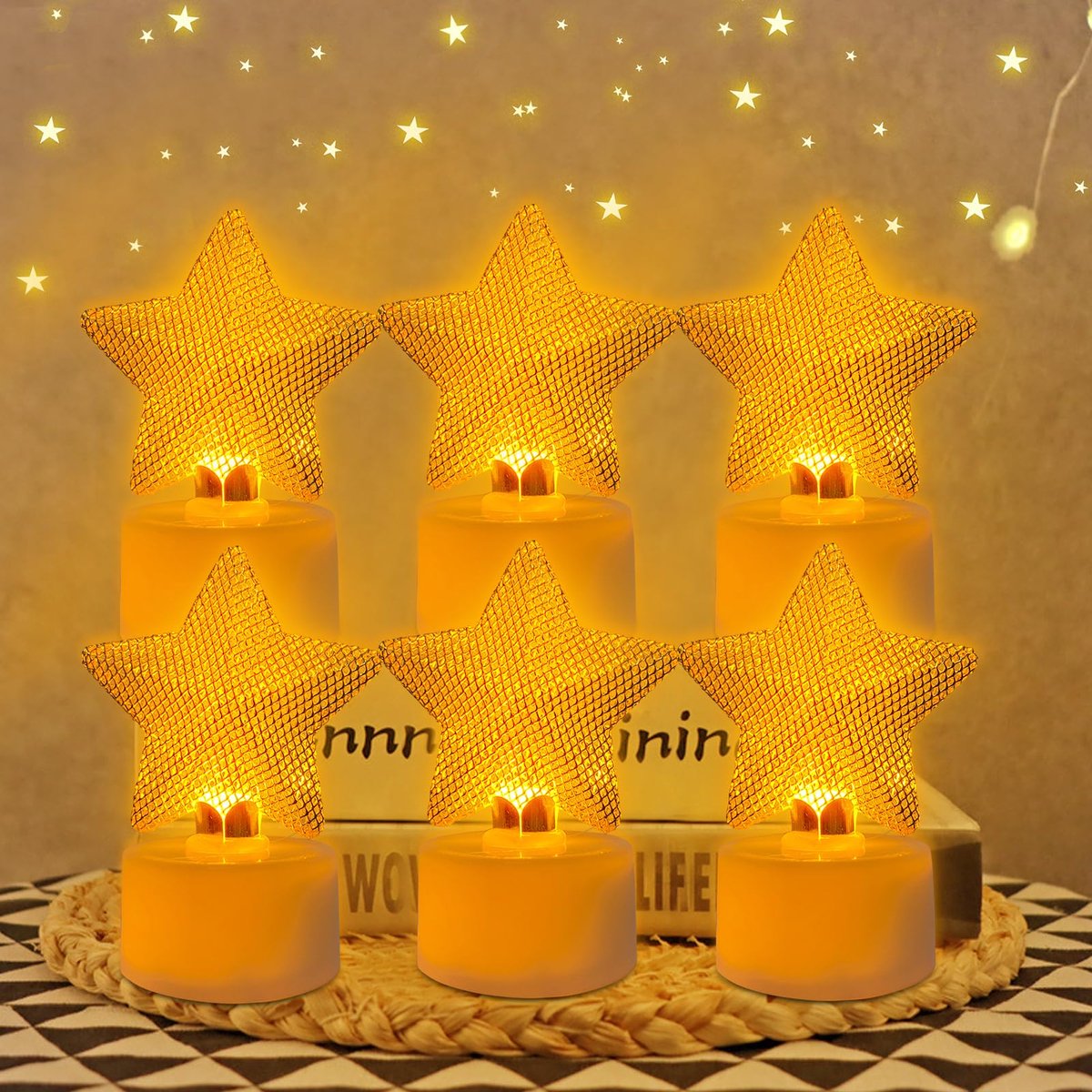 Led-theelichtjes 6 stuks - metaal - vlamloos - sfeervolle kerstdecoratie - ShopVlot
