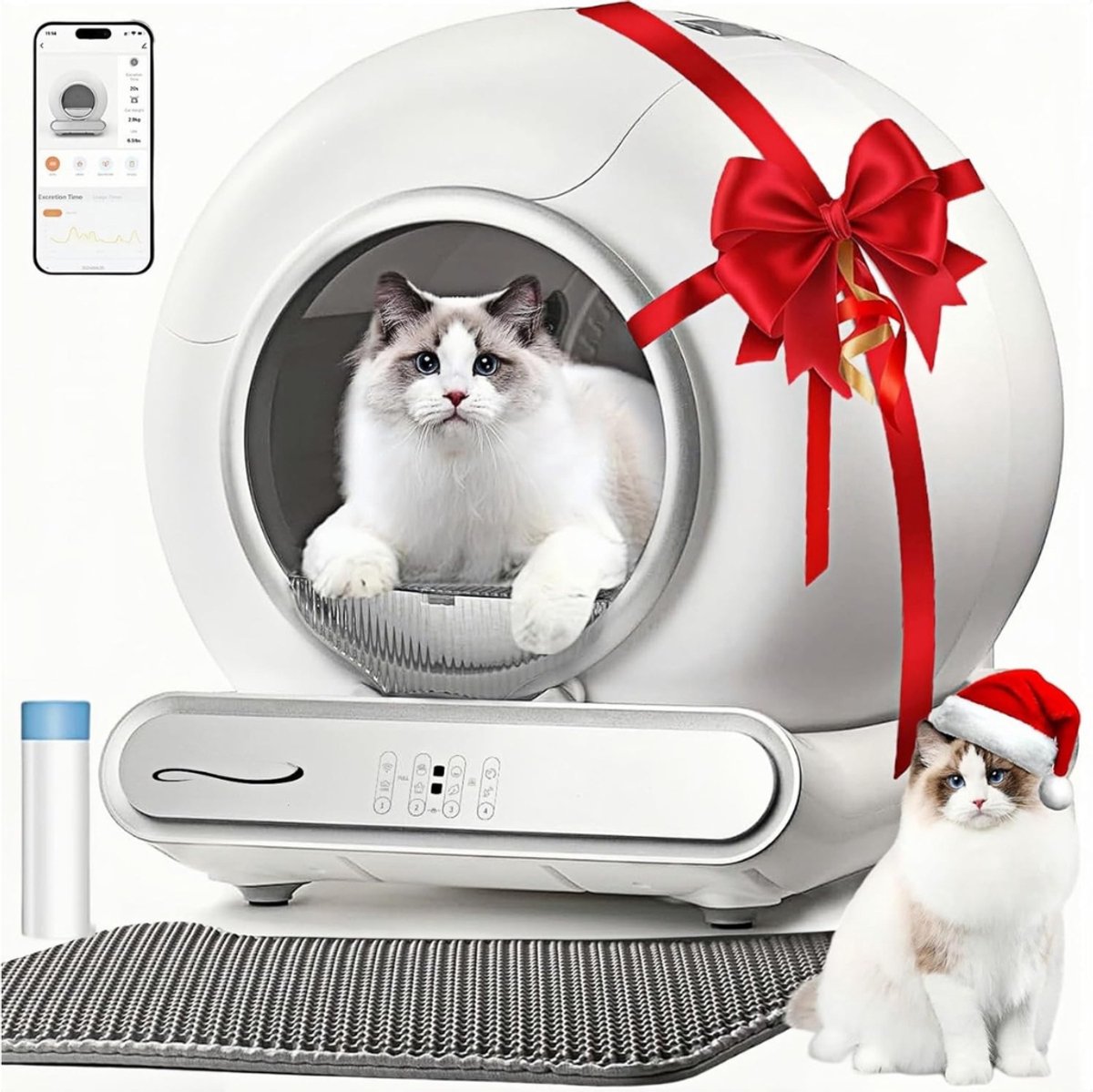Allvia® Electrische Kattenbak – Kattenbak – Automatische Kattenbak – Wit – 48cm x 48cm x 48cm