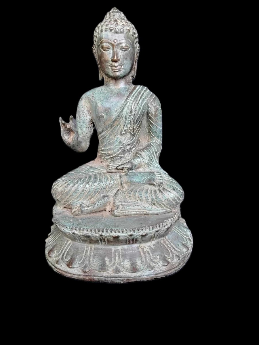 Statue de Bouddha en bronze/Vitarka mudra/Asie/24 cm