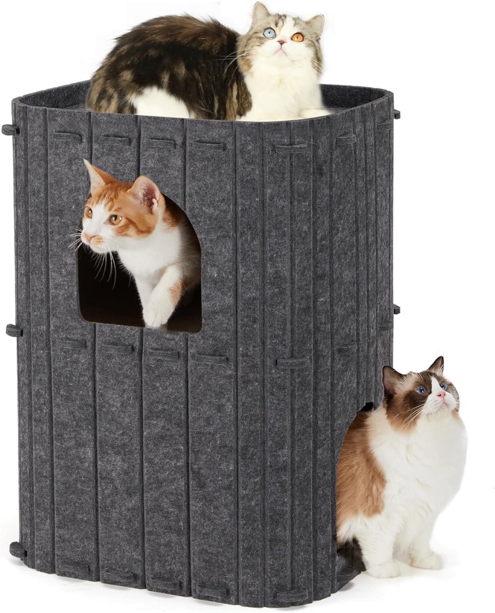 Allvia® Kattenhuisjes Binnen - Kattenmand - Kattenhol - Donkergrijs - 37cm x 46cm x 60cm