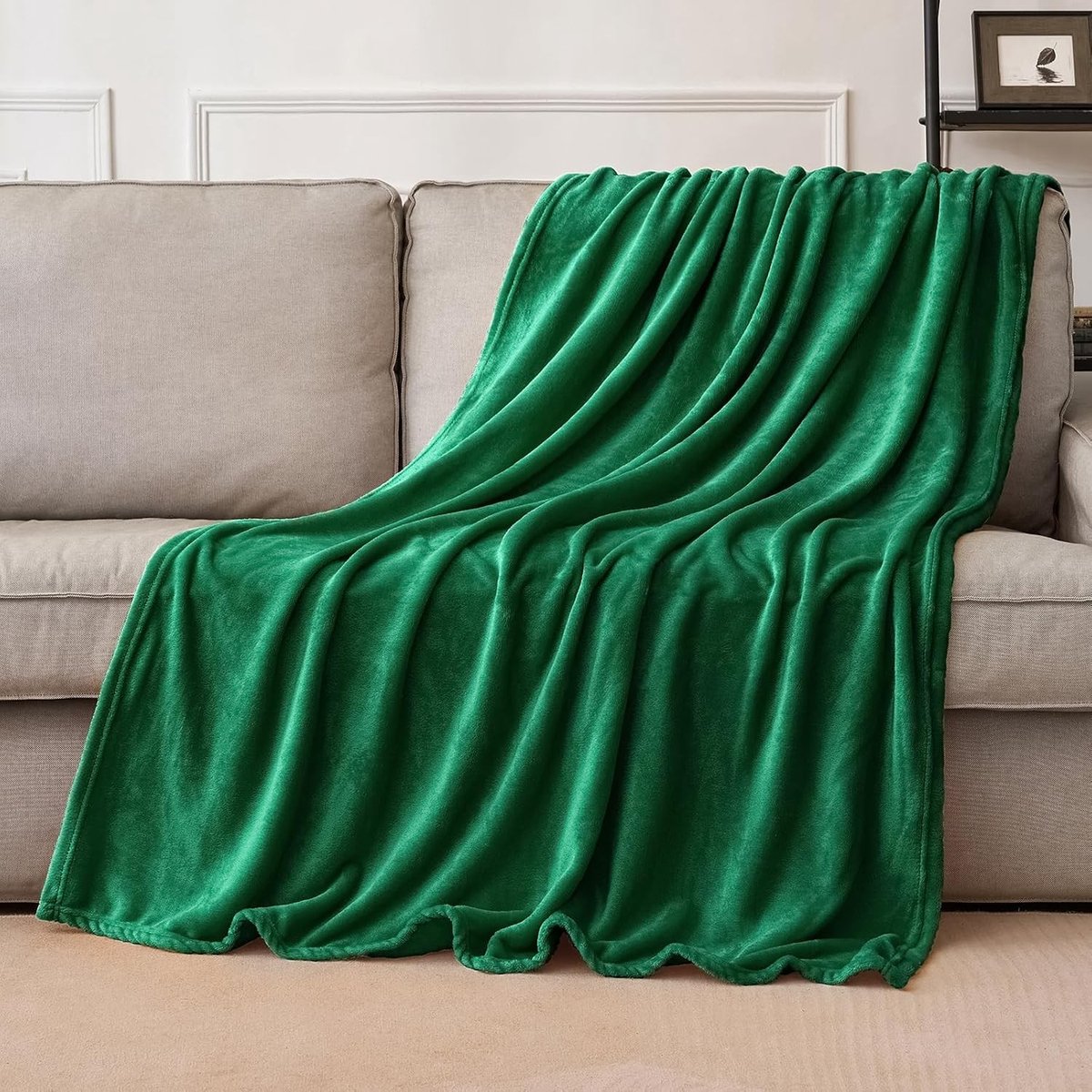 Zachte flanellen bankdeken voor knusse momenten, ideaal voor napping, huisdieren en slaapkamer - 150 x 200 cm, donkergroen