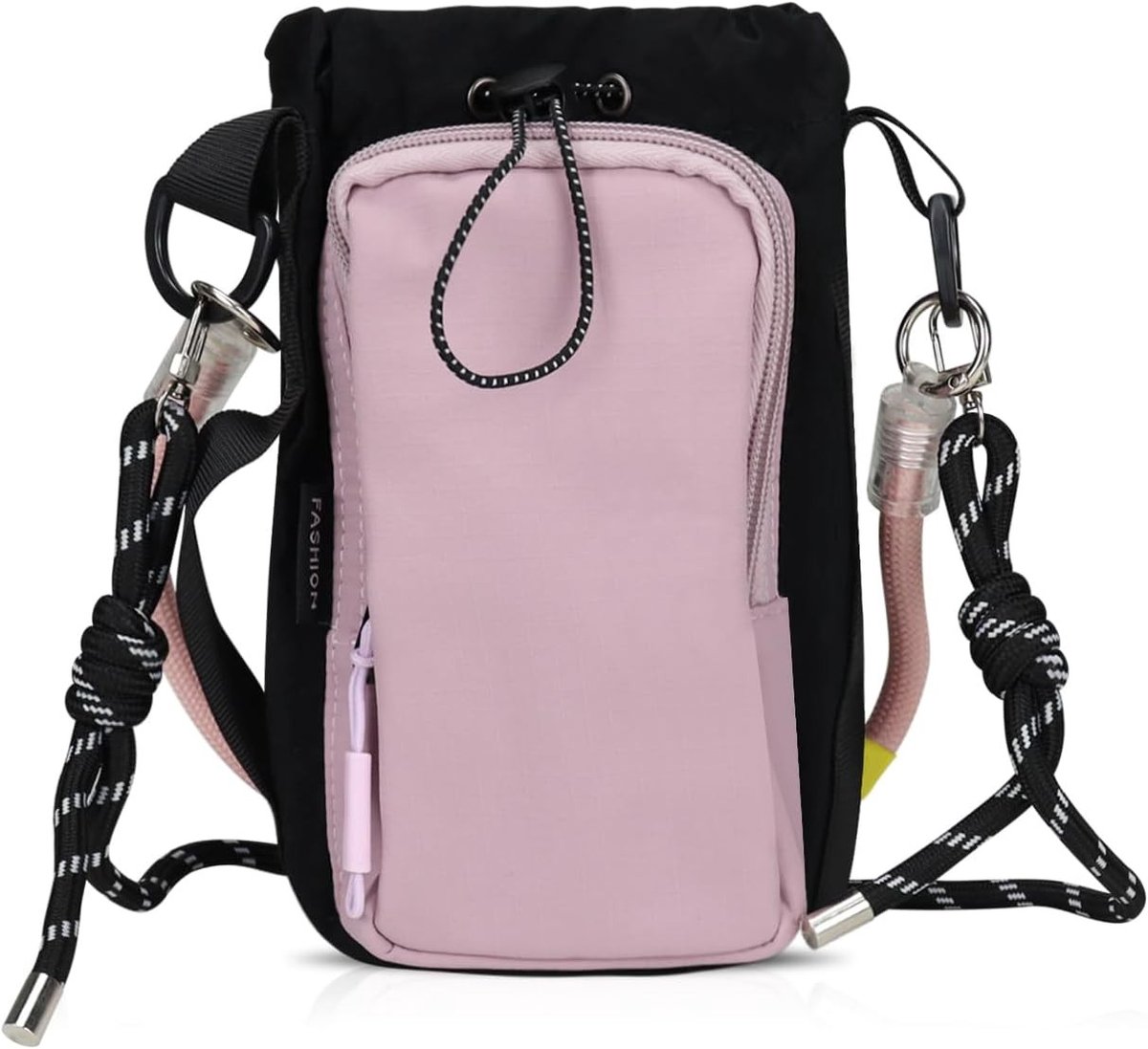 Kleine schoudertas van nylon voor dames, ideaal voor mobiel, uitstapjes, reizen en pendelen met ritssluiting en koorden