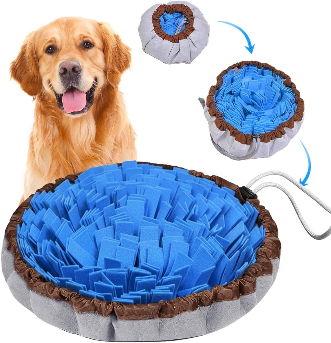 Snuffeltapijt Hond - Voedingsmat Puppy - Langzaam Voeden - Antislip Wasbaar - 48 x 48 cm - Blauw