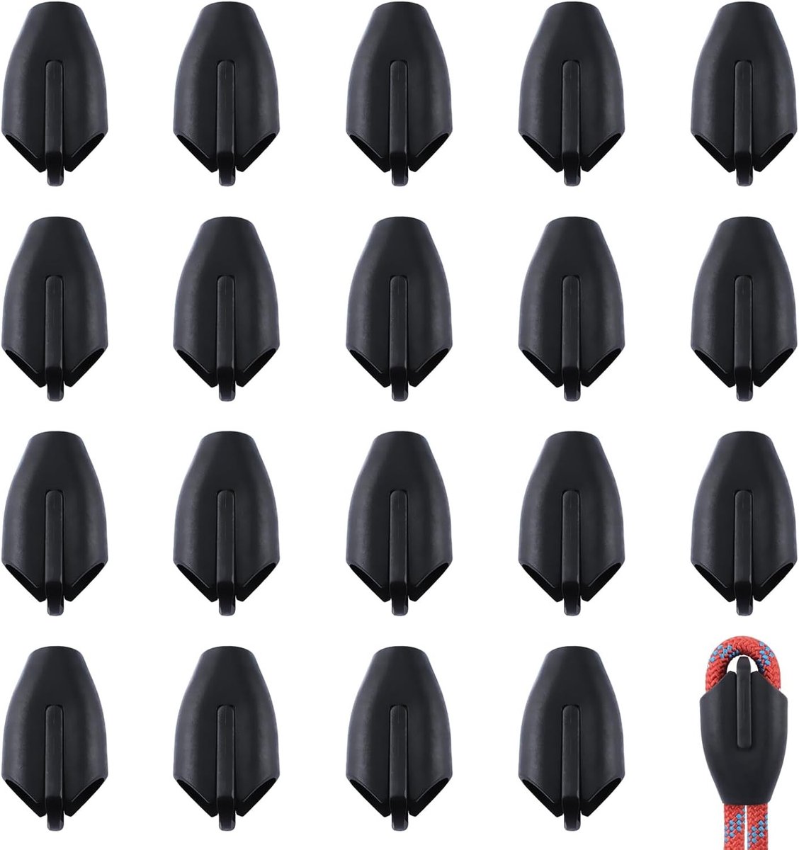 20 Stuks Herbruikbare Touwklemmen, Verstelbare Plastic Connector Klem voor Organiseren van Nylon en Plastic Touw (Gatdiameter 16MM)